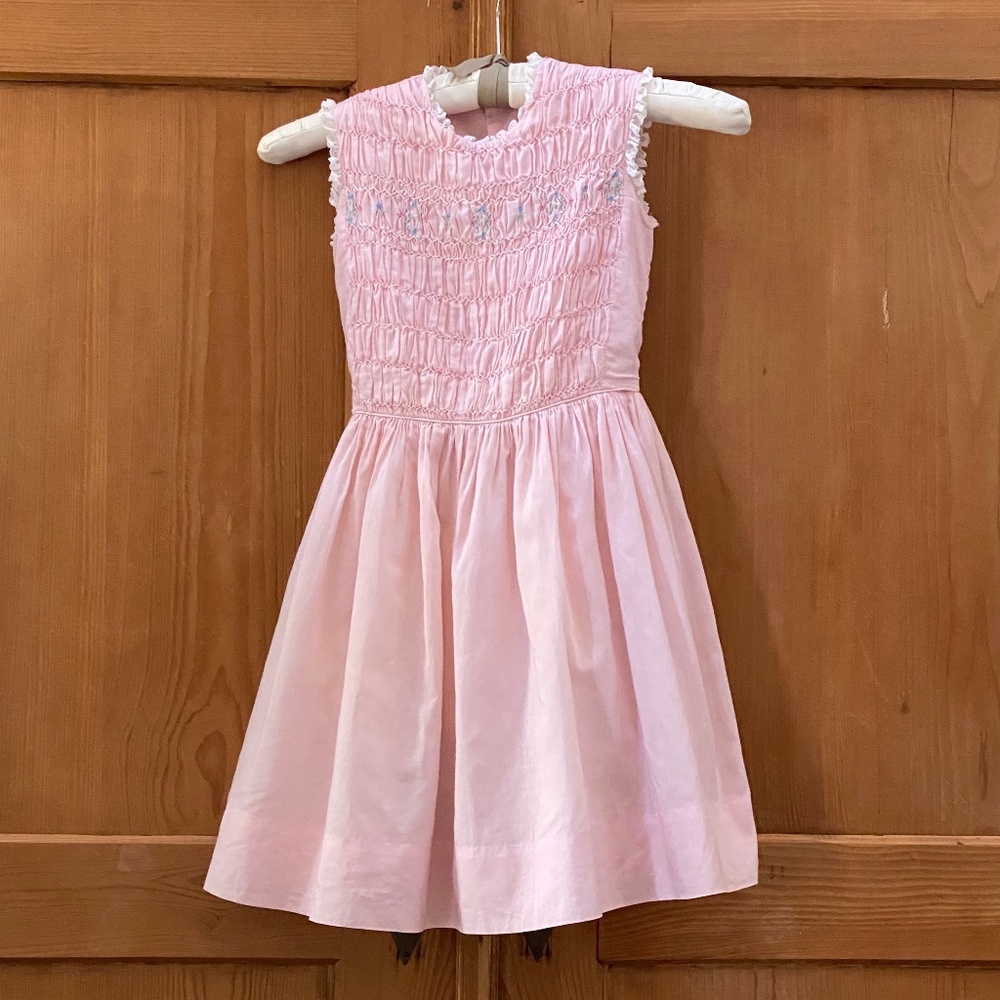 Polly Flinders VINTAGE Hand Smocked Cotton Dress size 8